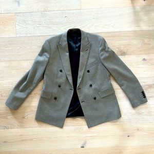 Zara Men's Grey Double-Breasted Suit Jacket